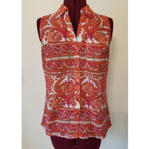 The Limited Sheer Paisley Blouse, Sleeveless, Size S